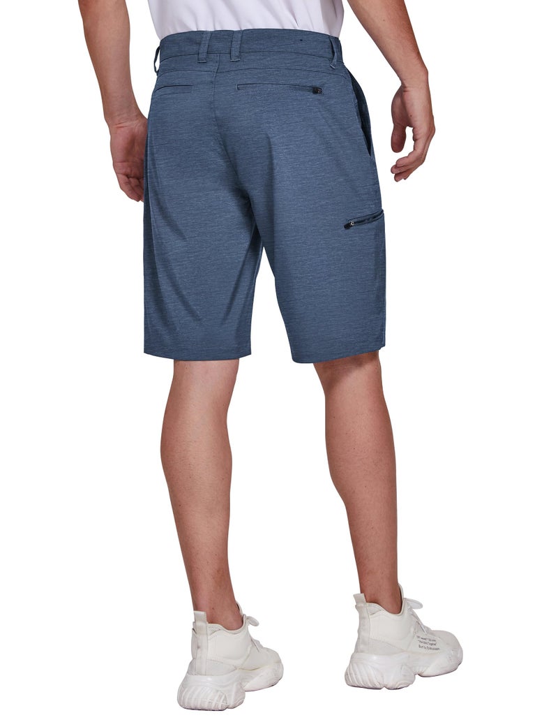 PULI Men's Dress Shorts Casual Chino Hybrid Dress Golf Flat Front Stretch Lightweight Quick Dry with Pockets Blue 34 - Image 2